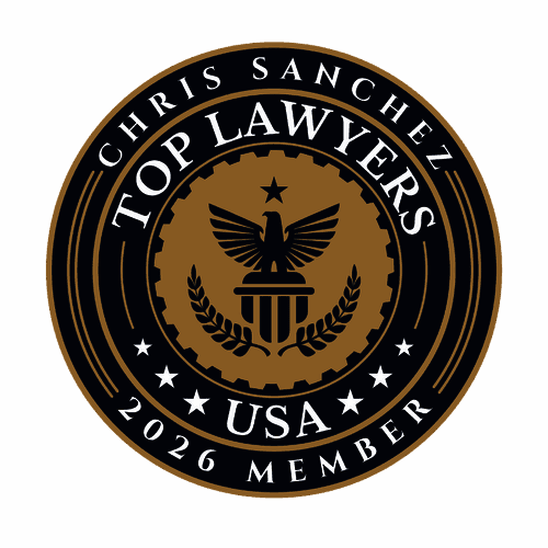 Sello Top Lawyers USA Miembro 2026 otorgado a Chris Sanchez